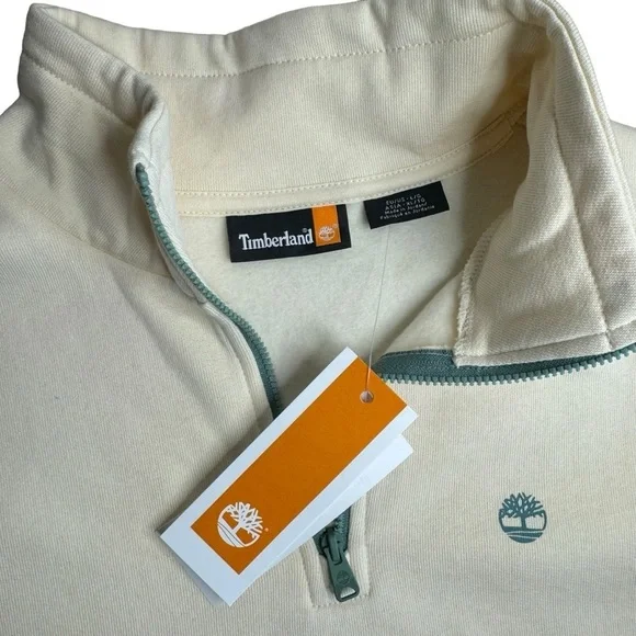 Timberland Womanβs Core + Funnel Neck Sweatshirt In Beige SZ. L - Picture 10 of 14